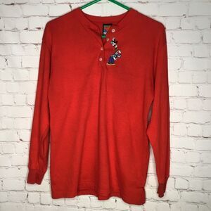 Vintage Mickey Unlimited Red Shirt Long Sleeve Mickey‎ Embroidery Mens Medium